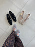 Lace Gauze Slip On Mules